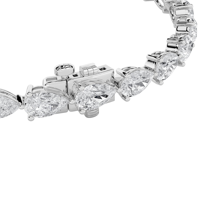 12CTW Pear Shaped Lab Grown Diamond (F/VS) Fancy Line Bracelet in 14K Gold