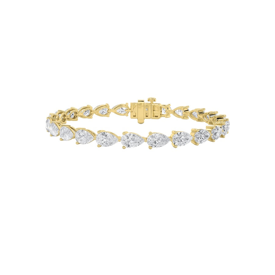12CTW Pear Shaped Lab Grown Diamond (F/VS) Fancy Line Bracelet in 14K Gold