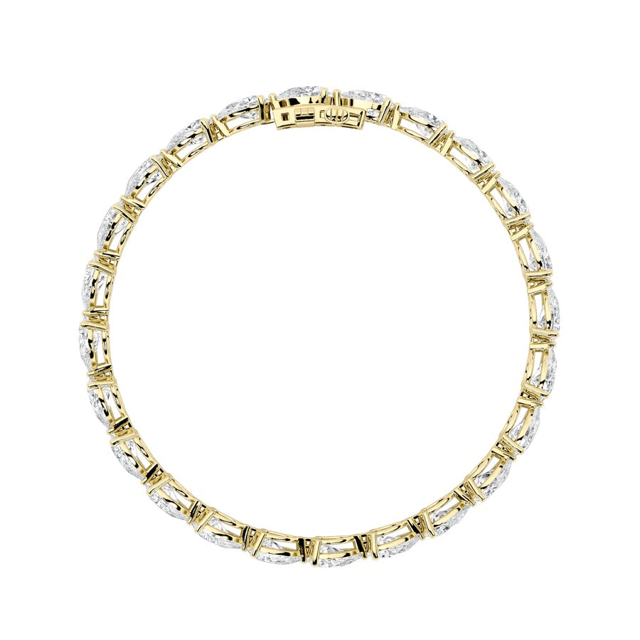 12CTW Pear Shaped Lab Grown Diamond (F/VS) Fancy Line Bracelet in 14K Gold