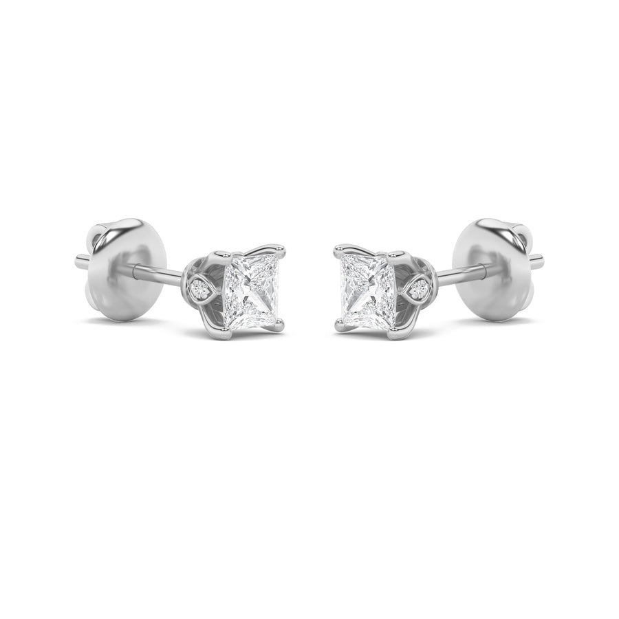 2CTW Princess Shaped Lab Grown Diamond (F/VS) Tulip Head Stud Earrings in 14K Gold
