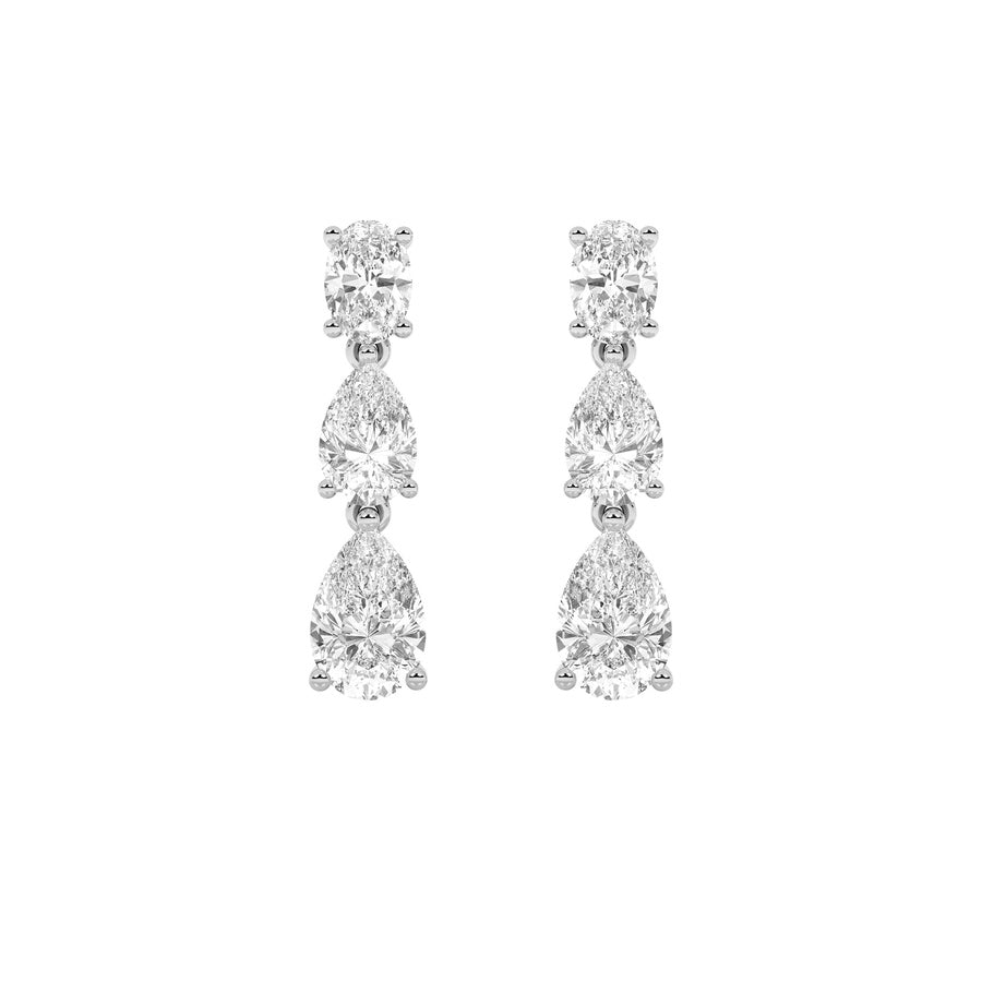 5CTW Pear Shaped Lab Grown Diamond (F/VVS) Dangle Earrings in 14K Gold