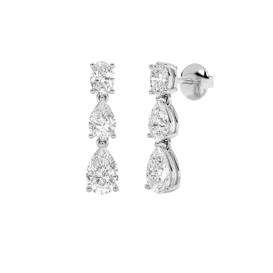 5CTW Pear Shaped Lab Grown Diamond (F/VVS) Dangle Earrings in 14K Gold