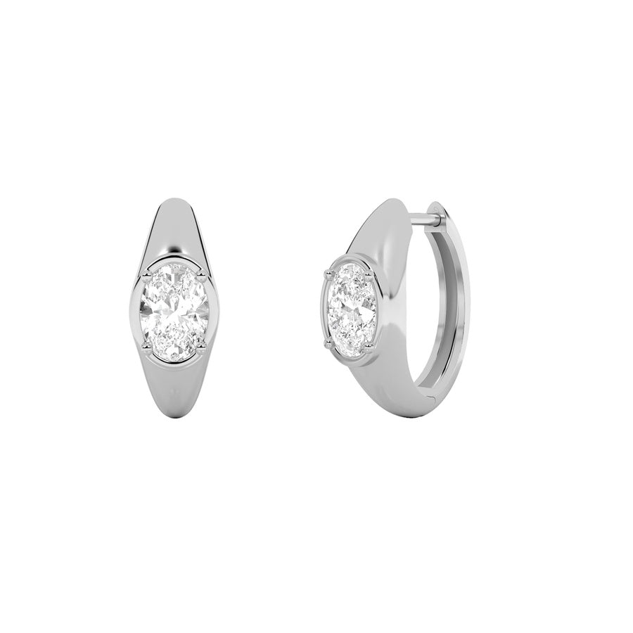 2CTW Oval Shaped Lab Grown Diamond (F/VS) Solitaire Huggie Earrings in 14K Gold