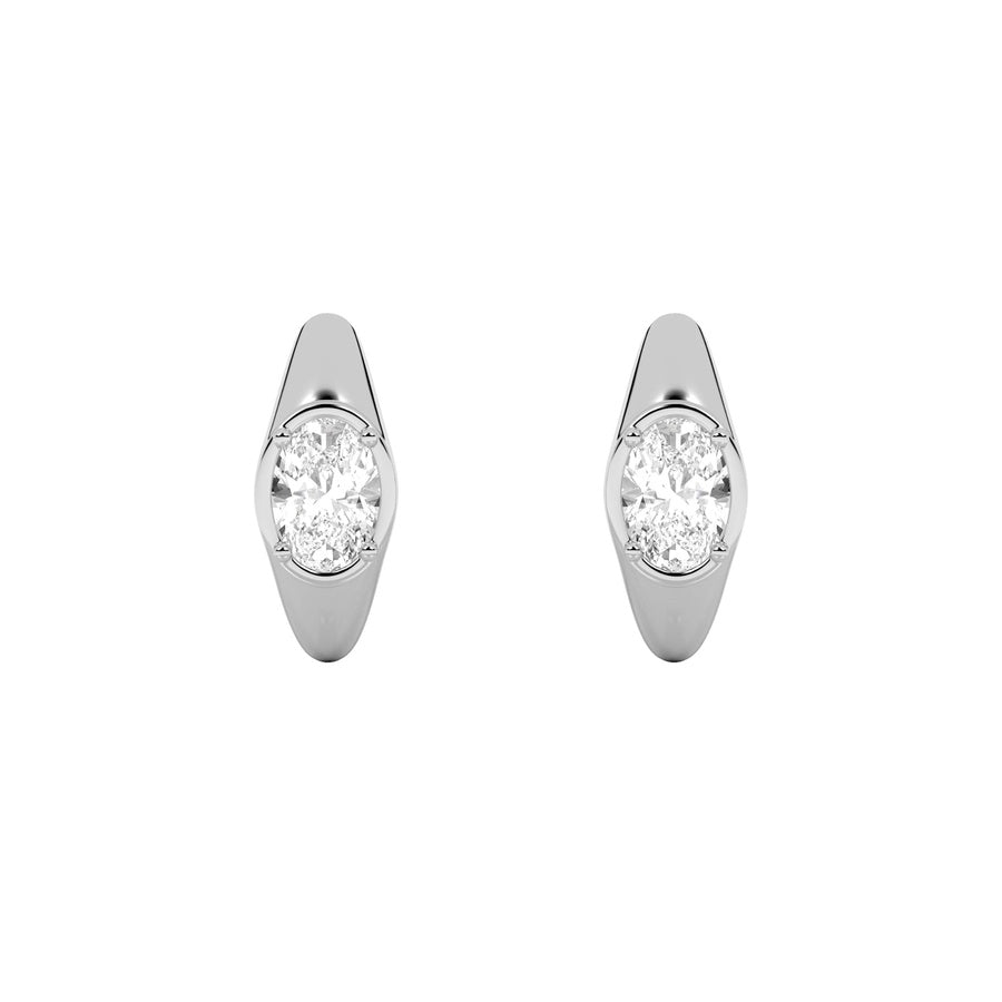 2CTW Oval Shaped Lab Grown Diamond (F/VS) Solitaire Huggie Earrings in 14K Gold