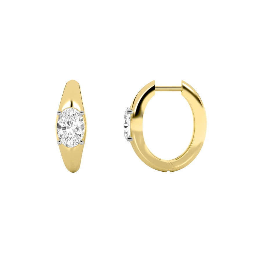 2CTW Oval Shaped Lab Grown Diamond (G/VS) Huggie Earrings in 10K Gold