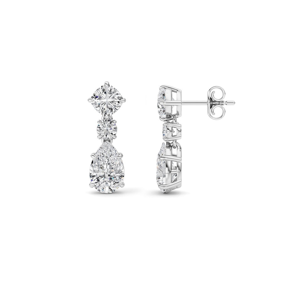 5CTW Pear Shaped Lab Grown Diamond (F/VS) Dangle Earrings in 14K Gold