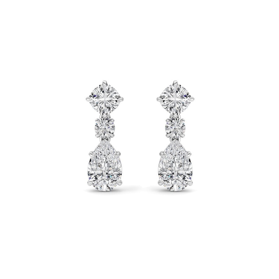 5CTW Pear Shaped Lab Grown Diamond (F/VS) Dangle Earrings in 14K Gold