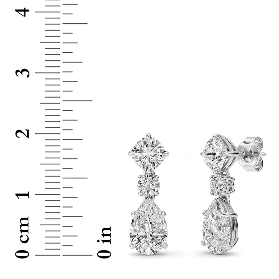 5CTW Pear Shaped Lab Grown Diamond (F/VS) Dangle Earrings in 14K Gold