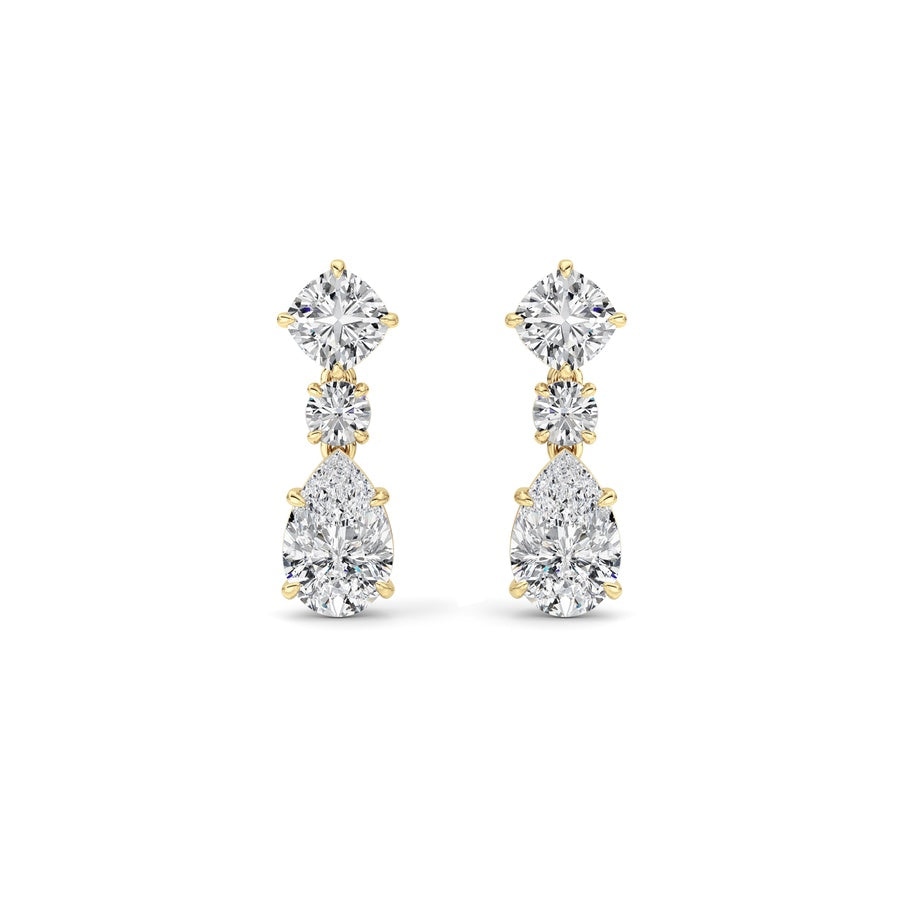 5CTW Pear Shaped Lab Grown Diamond (F/VS) Dangle Earrings in 14K Gold