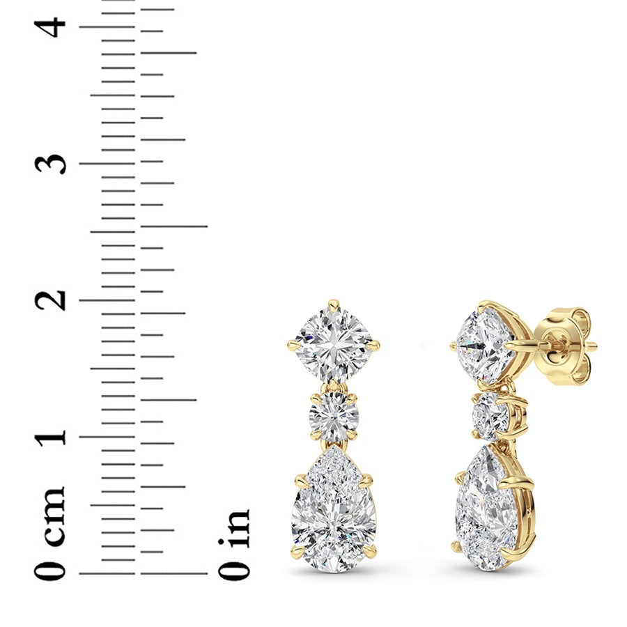 5CTW Pear Shaped Lab Grown Diamond (F/VS) Dangle Earrings in 14K Gold