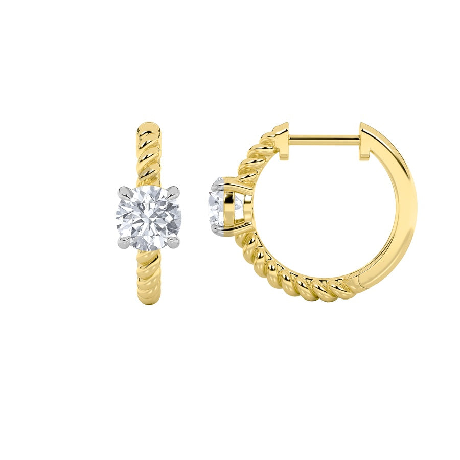 1CTW Round Shaped Lab Grown Diamond (F/VS) Accented Hoop Earrings in 14K Gold