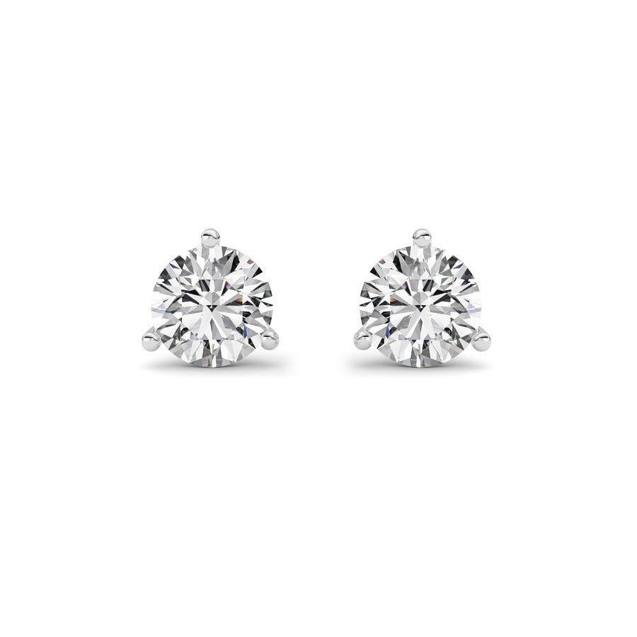 0.75CTW Round Shaped Lab Grown Diamond (G/VS) Three Prong Martini Stud Earrings in 14K White Gold