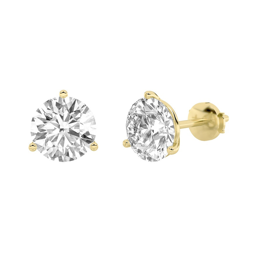 0.75CTW Round Shaped Lab Grown Diamond (G/VS) Three Prong Martini Stud Earrings in 14K White Gold