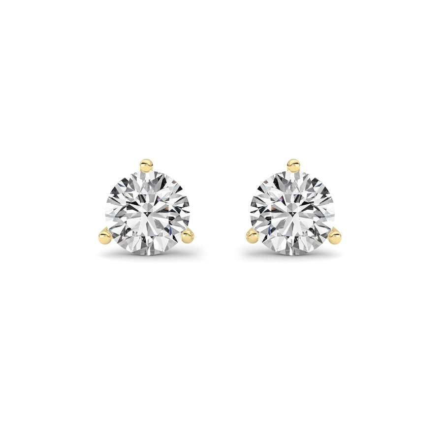 0.75CTW Round Shaped Lab Grown Diamond (G/VS) Three Prong Martini Stud Earrings in 14K White Gold