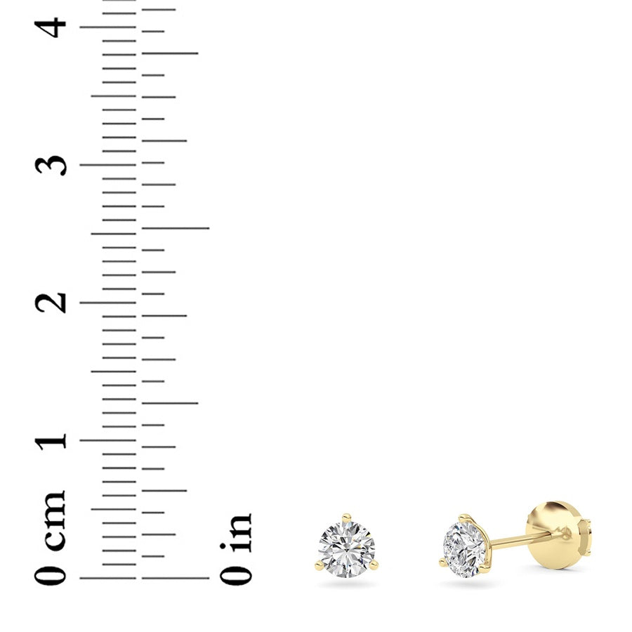 0.75CTW Round Shaped Lab Grown Diamond (G/VS) Three Prong Martini Stud Earrings in 14K White Gold
