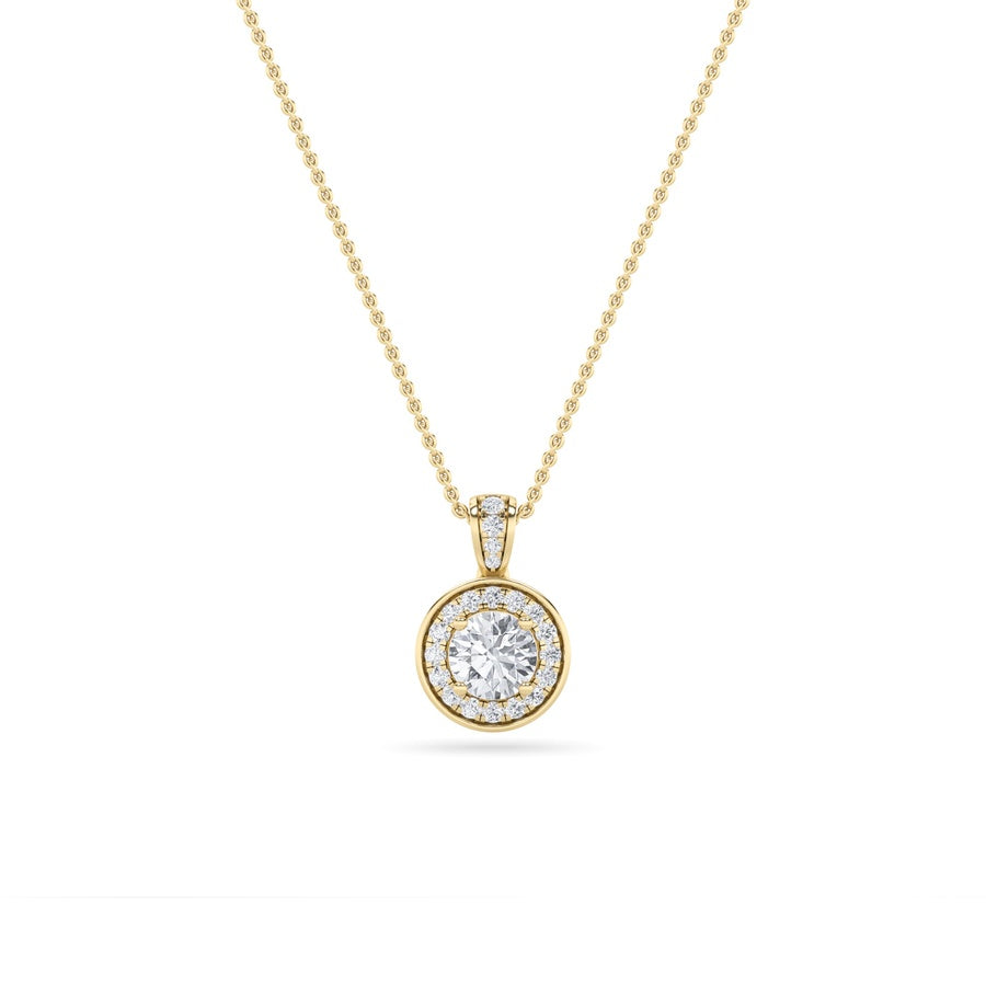 0.75CTW Oval Shaped Lab Grown Diamond (F/VS) Halo Pendant in 14K Gold