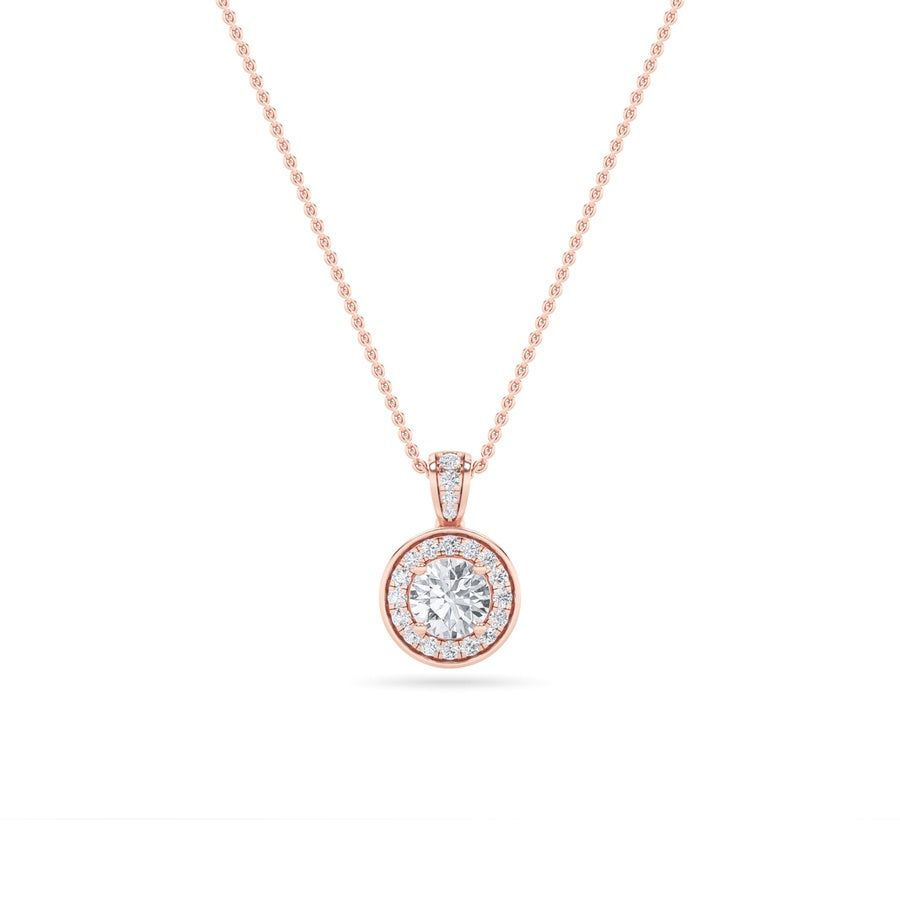 0.75CTW Oval Shaped Lab Grown Diamond (F/VS) Halo Pendant in 14K Gold