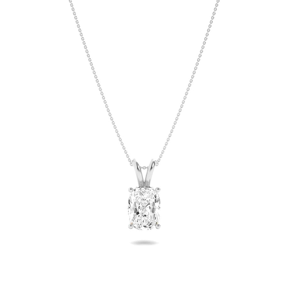 1CTW Elongated Cushion Shaped Lab Grown Diamond (F/VS) Split Bale Solitaire Pendant in 14K Gold