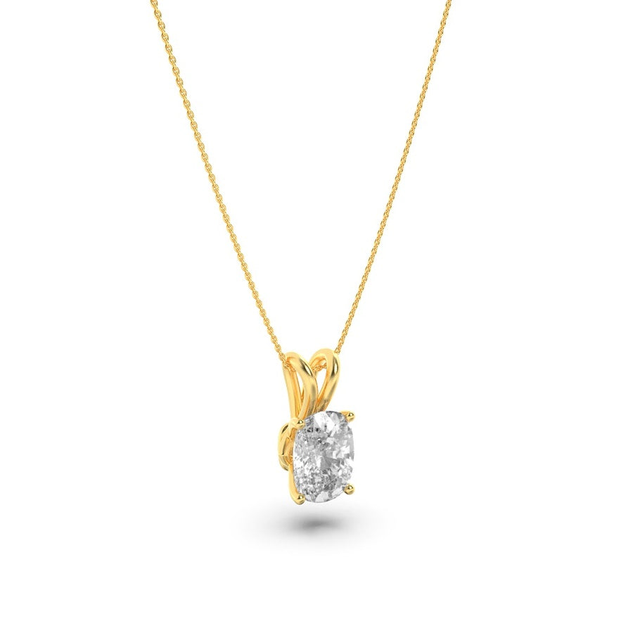 1CTW Elongated Cushion Shaped Lab Grown Diamond (F/VS) Split Bale Solitaire Pendant in 14K Gold