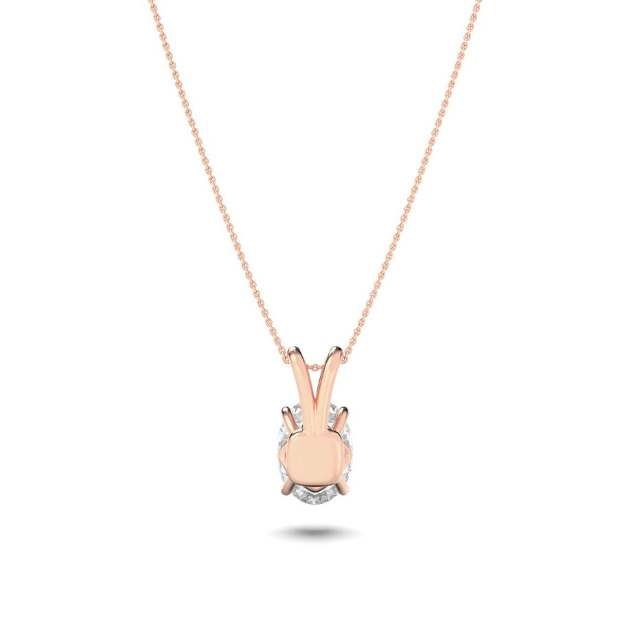 1CTW Oval Shaped Lab Grown Diamond (F/VS) Split Bale Solitaire Pendant in 14K Gold