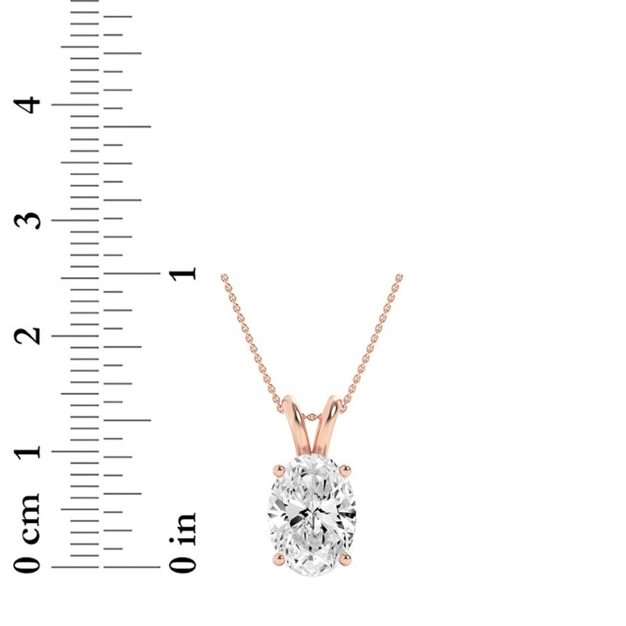 1CTW Oval Shaped Lab Grown Diamond (F/VS) Split Bale Solitaire Pendant in 14K Gold