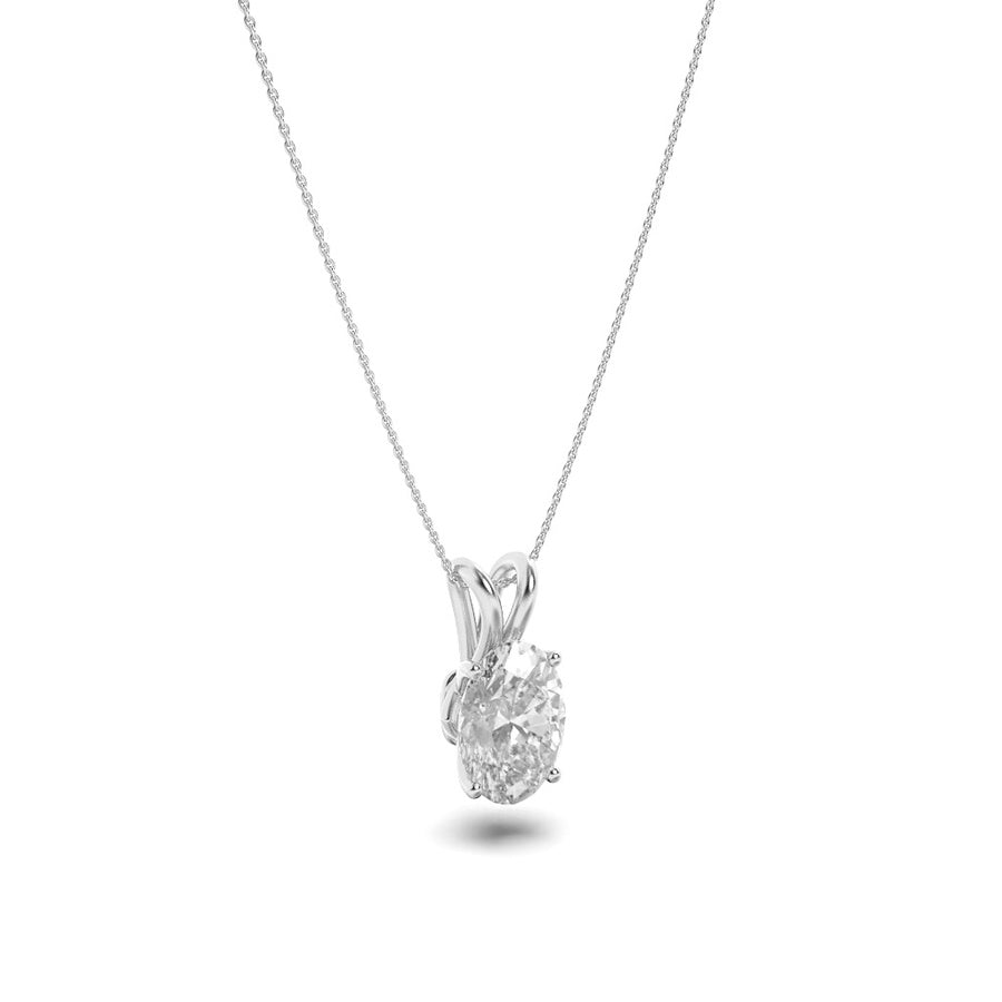 2CTW Oval Shaped Lab Grown Diamond (F/VS) Split Bale Solitaire Pendant in 14K Gold