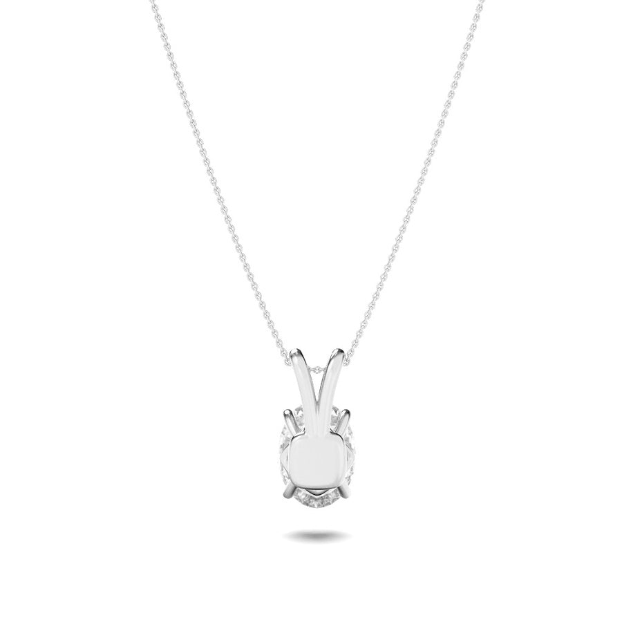 2CTW Oval Shaped Lab Grown Diamond (F/VS) Split Bale Solitaire Pendant in 14K Gold