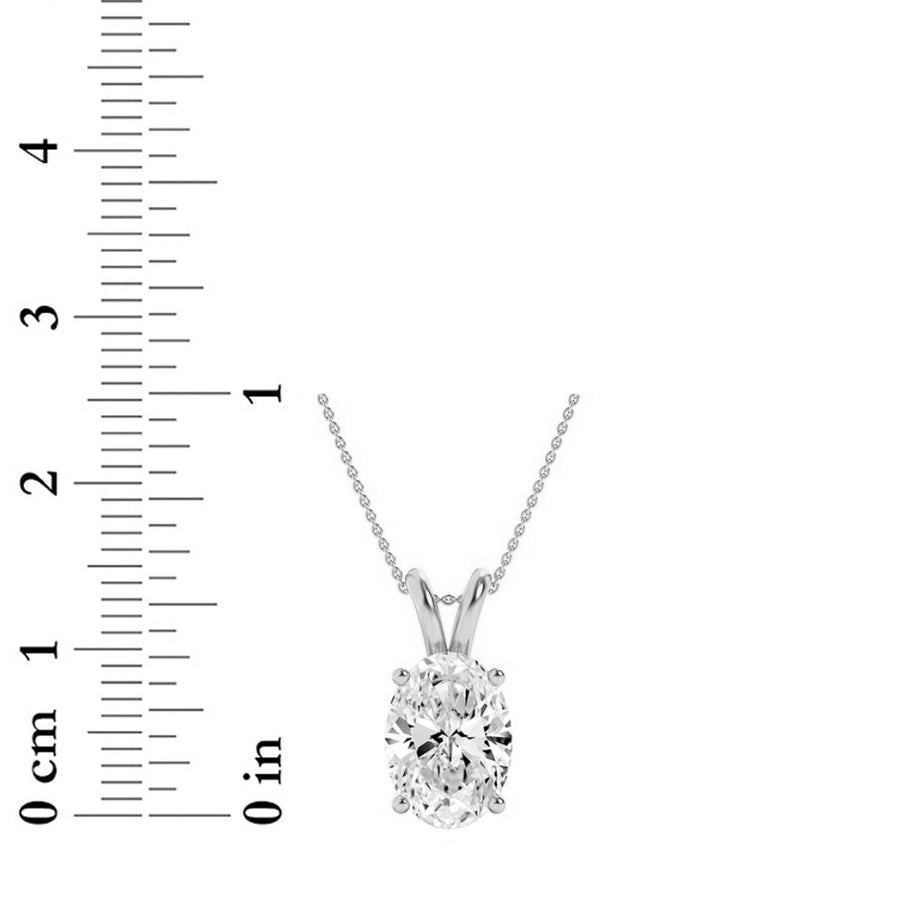 2CTW Oval Shaped Lab Grown Diamond (F/VS) Split Bale Solitaire Pendant in 14K Gold