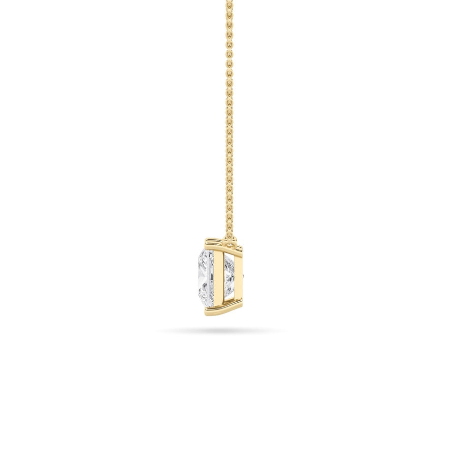 3CTW Princess Shaped Lab Grown Diamond (F/VS) Solitaire Necklace in 14K Gold