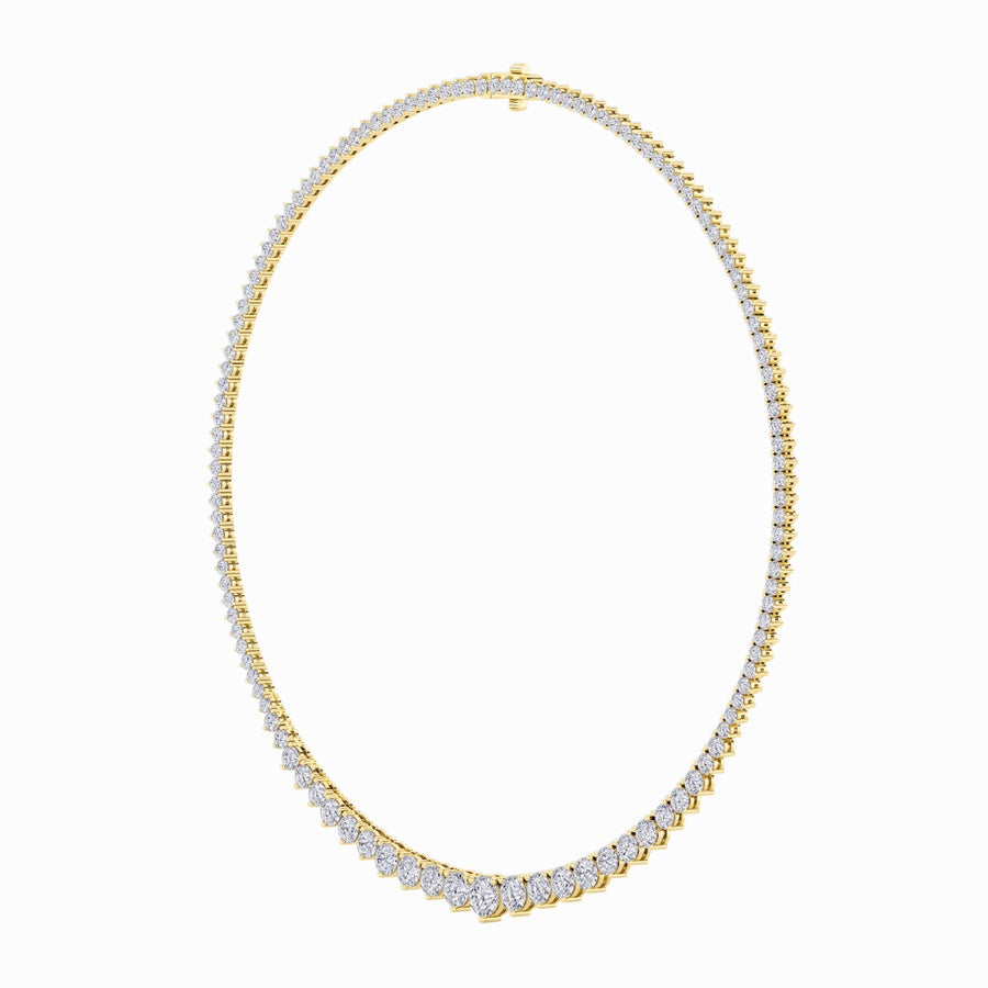 10CTW Round Shaped Lab Grown Diamond (F/VS) Three Prong Graduating Necklace in 14K Gold
