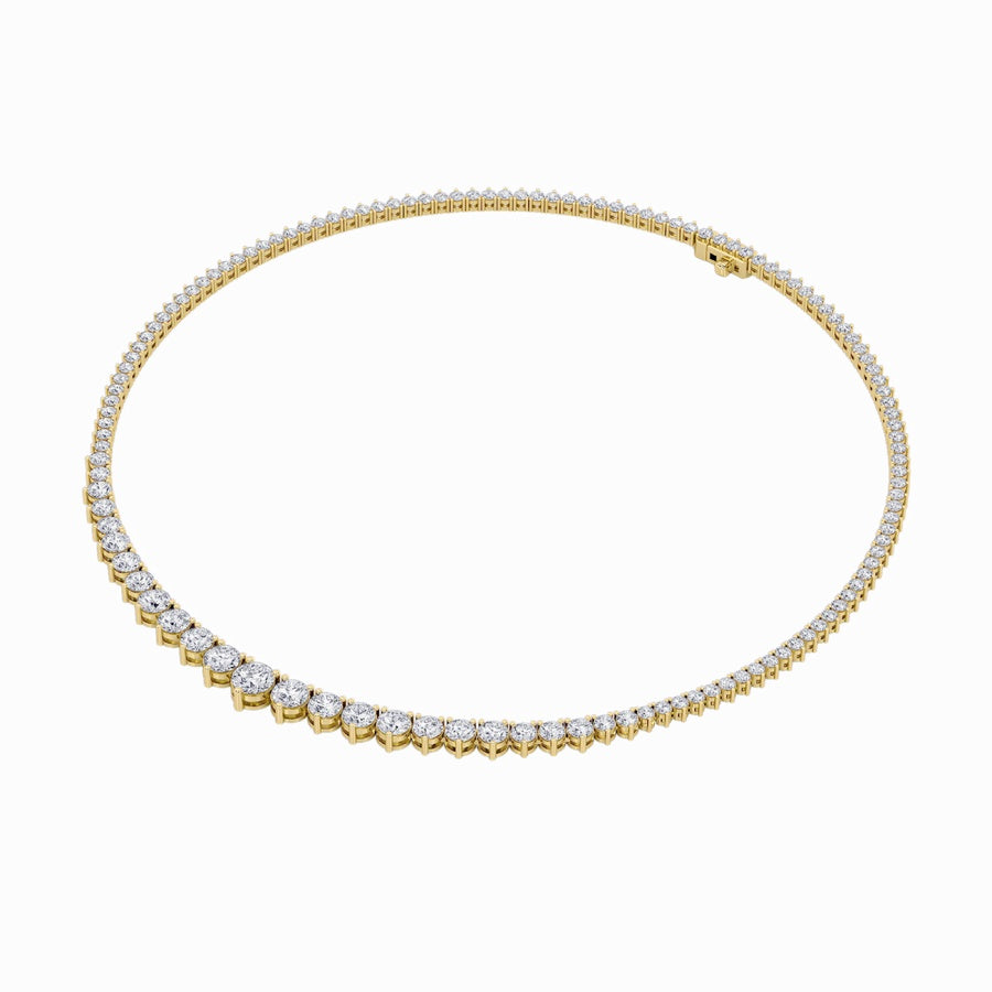 15CTW Round Shaped Lab Grown Diamond (F/VS) Three Prong Graduating Necklace in 14K Gold