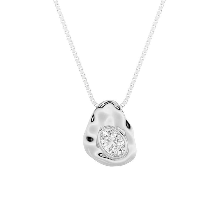 1CTW Oval Shaped Lab Grown Diamond (F/VVS) Organic Design Solitaire Pendant in 14K Gold