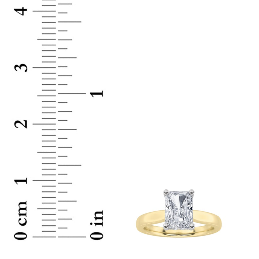 1.5CTW Radiant Shaped Lab Grown Diamond (F/VVS) Hidden Halo Cathedral Shank Engagement Ring in 14K Gold
