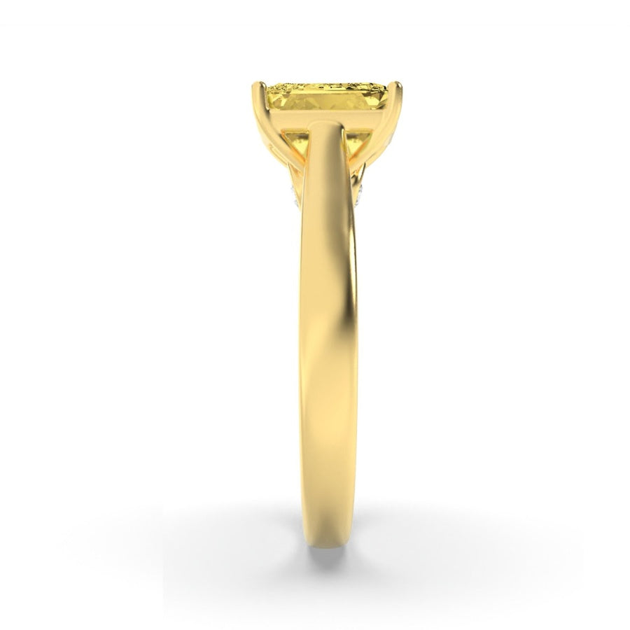 2CTW Radiant Shaped Lab Grown Diamond (F/VS) Accented Bridge Shank Engagement Ring in 14K Gold