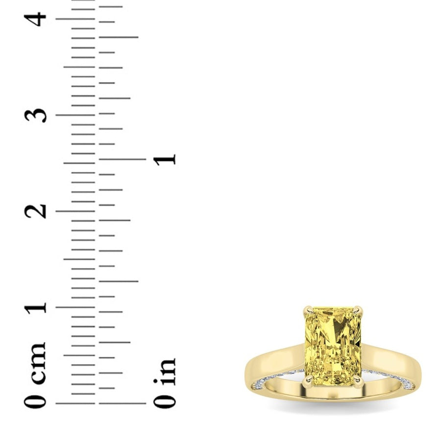 2CTW Radiant Shaped Lab Grown Diamond (F/VS) Accented Bridge Shank Engagement Ring in 14K Gold