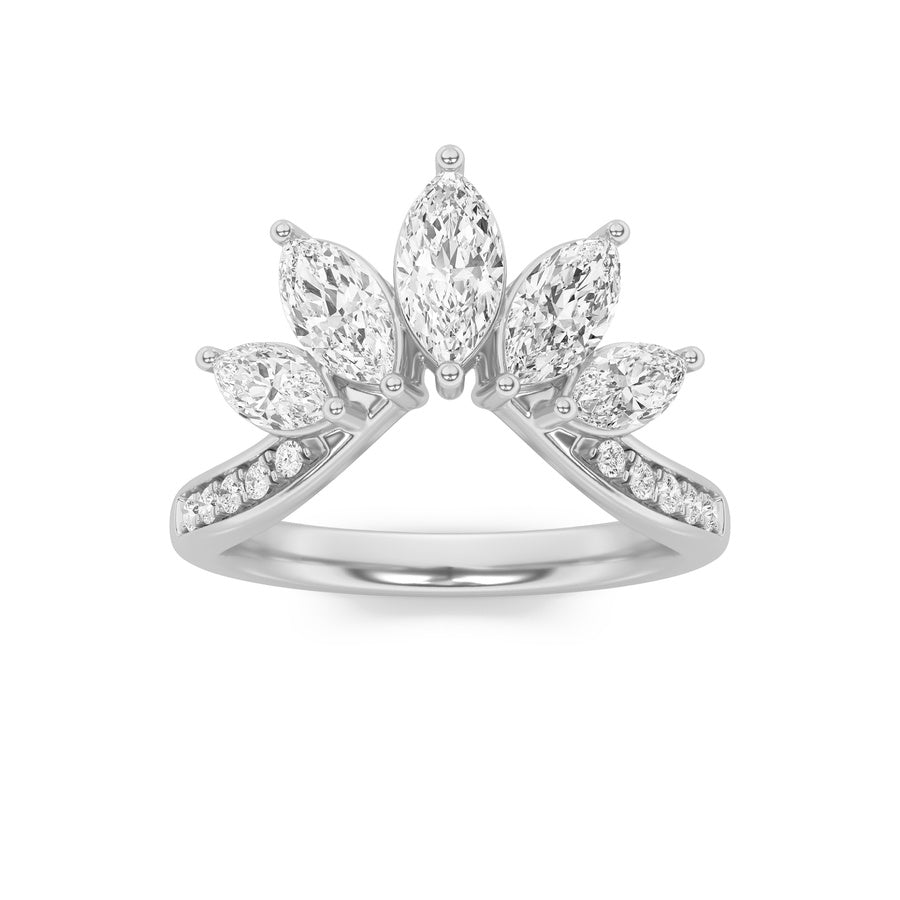 1.5CTW Marquise Shaped Lab Grown Diamond (F/VVS) Fancy Contour Ring in 14K Gold