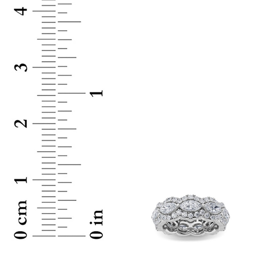 4CTW Marquise Shaped Lab Grown Diamond (F/VVS) Eternity Band Ring in 14K Gold