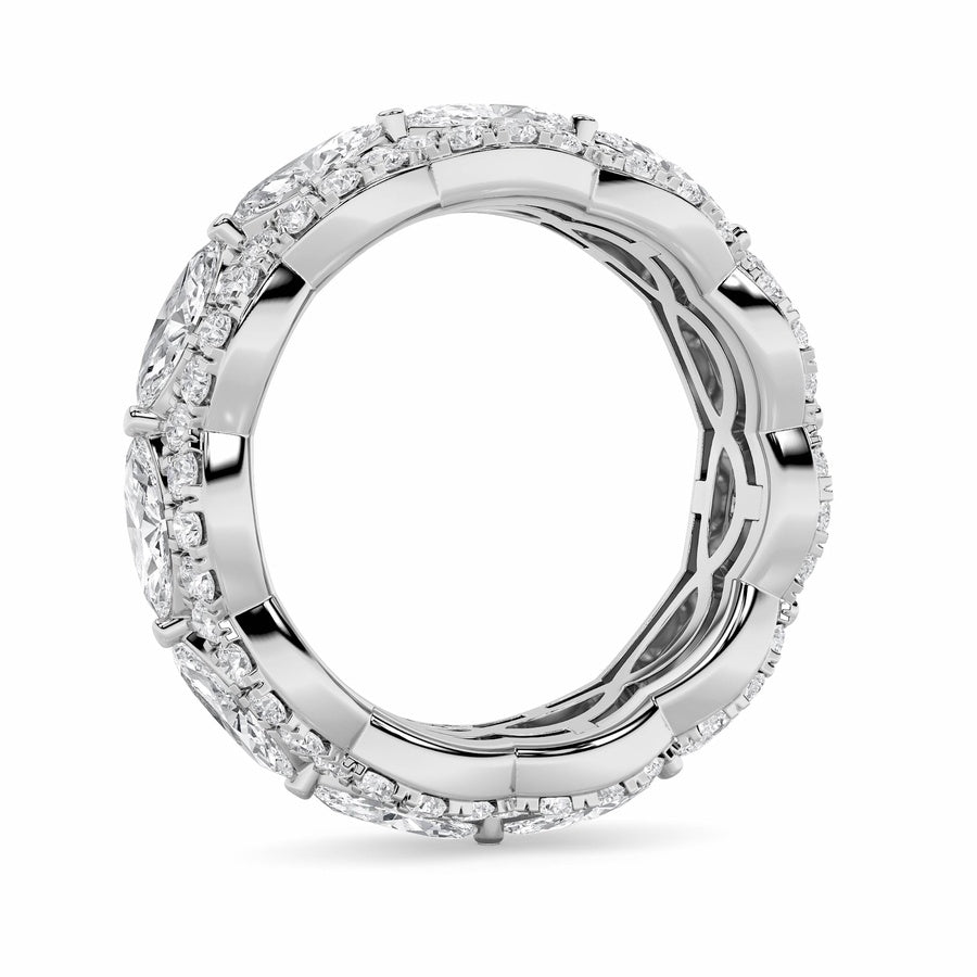4CTW Marquise Shaped Lab Grown Diamond (F/VVS) Eternity Band Ring in 14K Gold