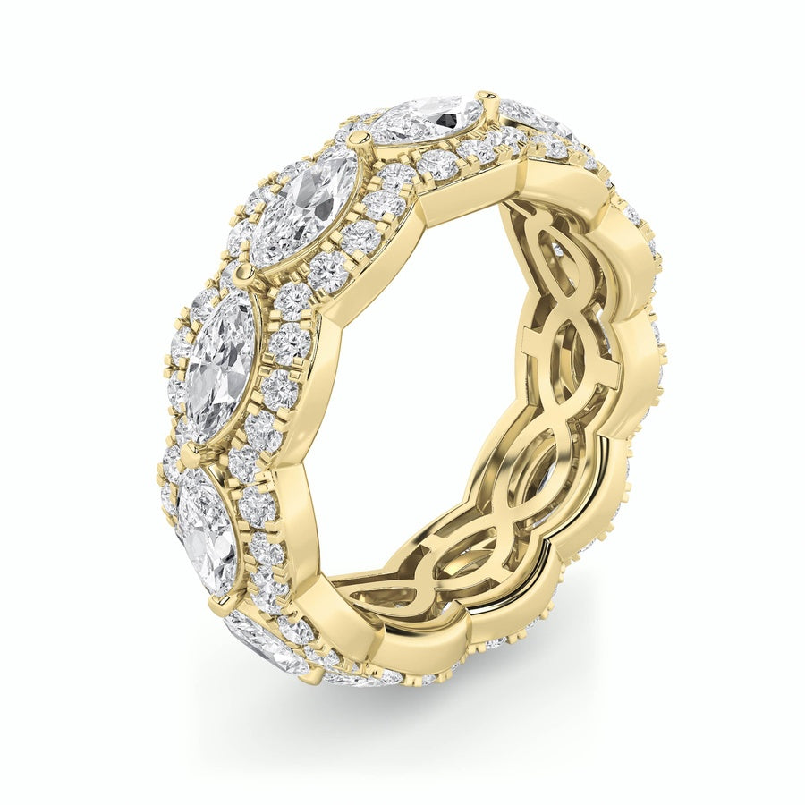 4CTW Marquise Shaped Lab Grown Diamond (F/VVS) Eternity Band Ring in 14K Gold