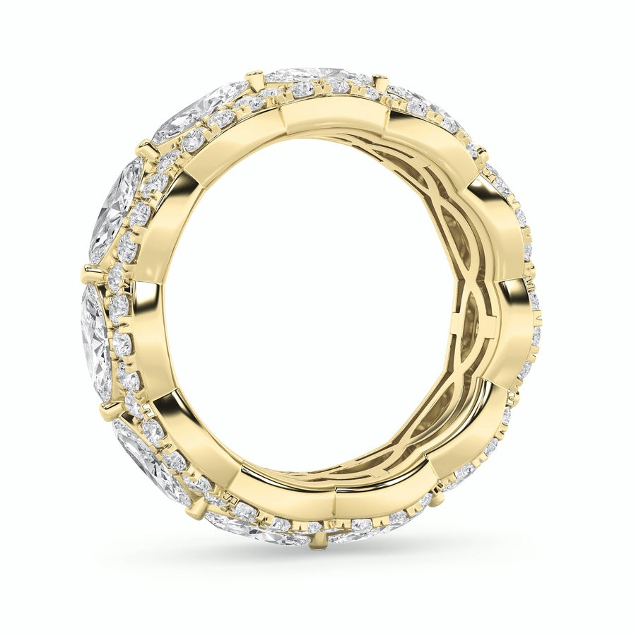 4CTW Marquise Shaped Lab Grown Diamond (F/VVS) Eternity Band Ring in 14K Gold