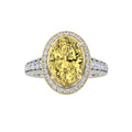 3.5CTW Oval Shaped Lab Grown Diamond (F/VS) Bold Accented Statement Engagement Ring in 14K Gold