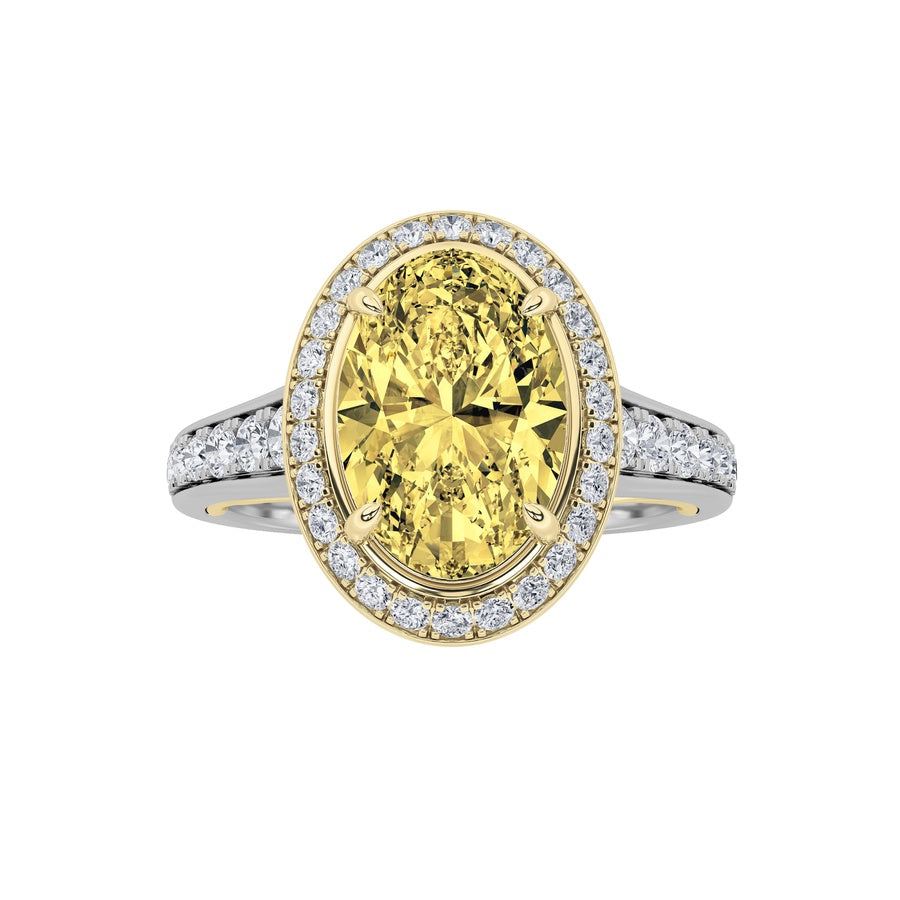 3.5CTW Oval Shaped Lab Grown Diamond (F/VS) Bold Accented Statement Engagement Ring in 14K Gold