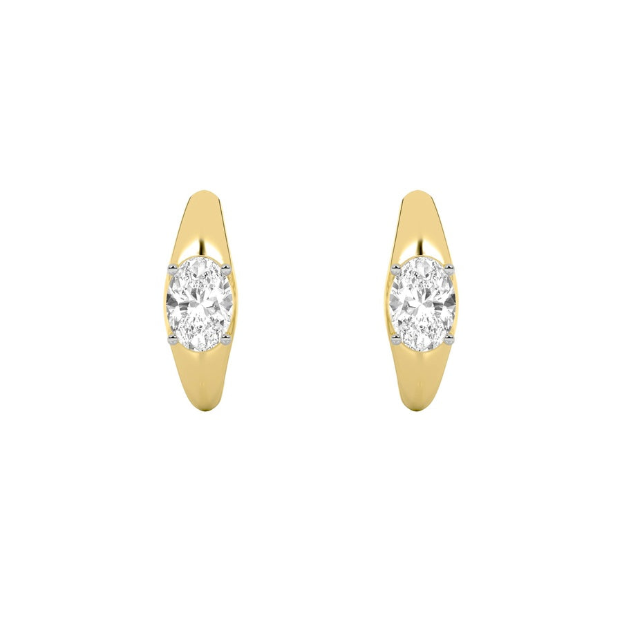 2CTW Oval Shaped Lab Grown Diamond (G/VS) Huggie Earrings in 10K Gold
