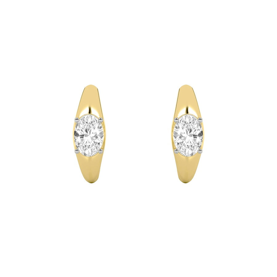 2CTW Oval Shaped Lab Grown Diamond (G/VS) Huggie Earrings in 10K Gold
