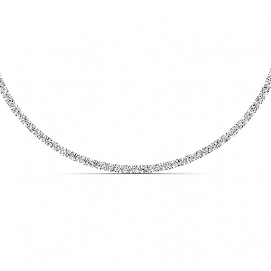 25CTW Oval Shaped Lab Grown Diamond Tennis Necklace in 14K Gold (F/VS)