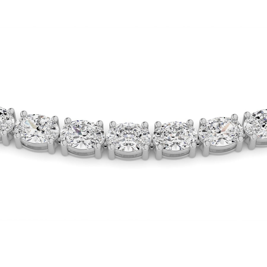25CTW Oval Shaped Lab Grown Diamond Tennis Necklace in 14K Gold (F/VS)