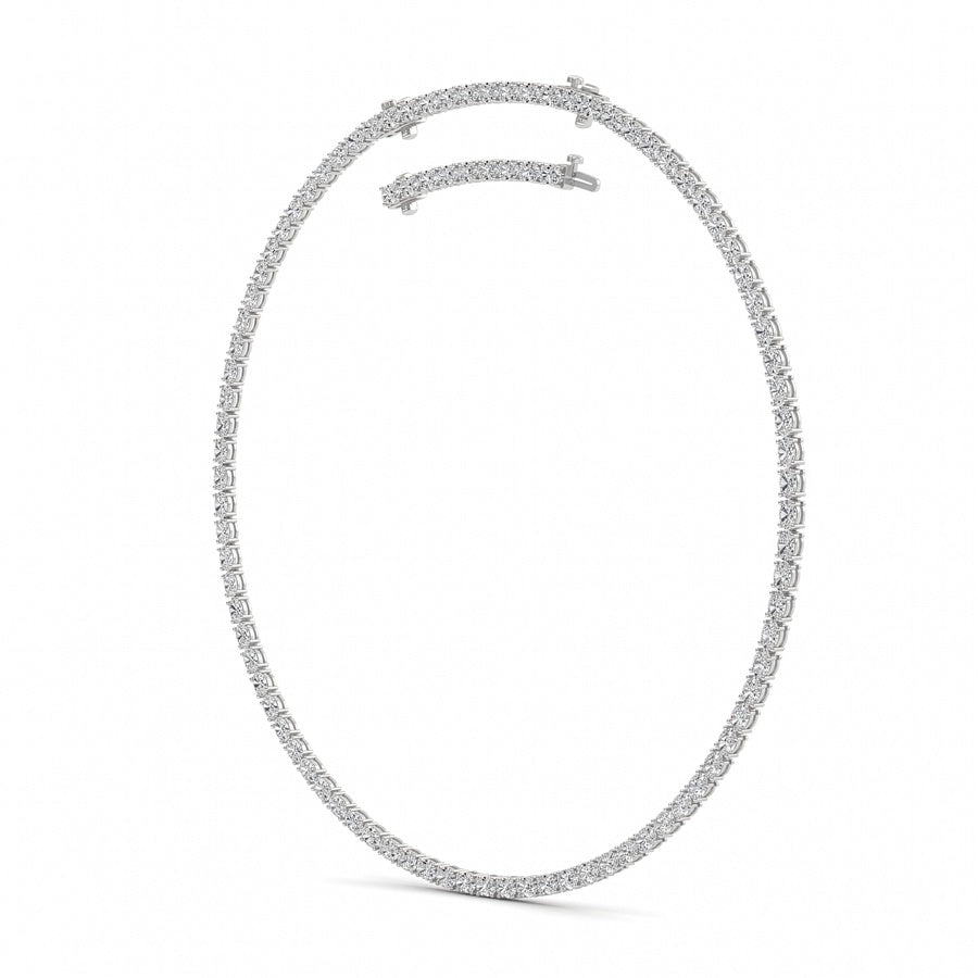 25CTW Oval Shaped Lab Grown Diamond Tennis Necklace in 14K Gold (F/VS)