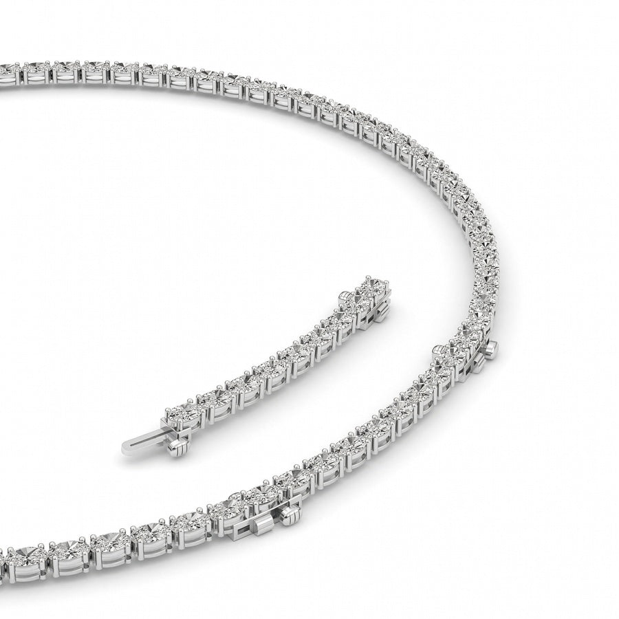 25CTW Oval Shaped Lab Grown Diamond Tennis Necklace in 14K Gold (F/VS)