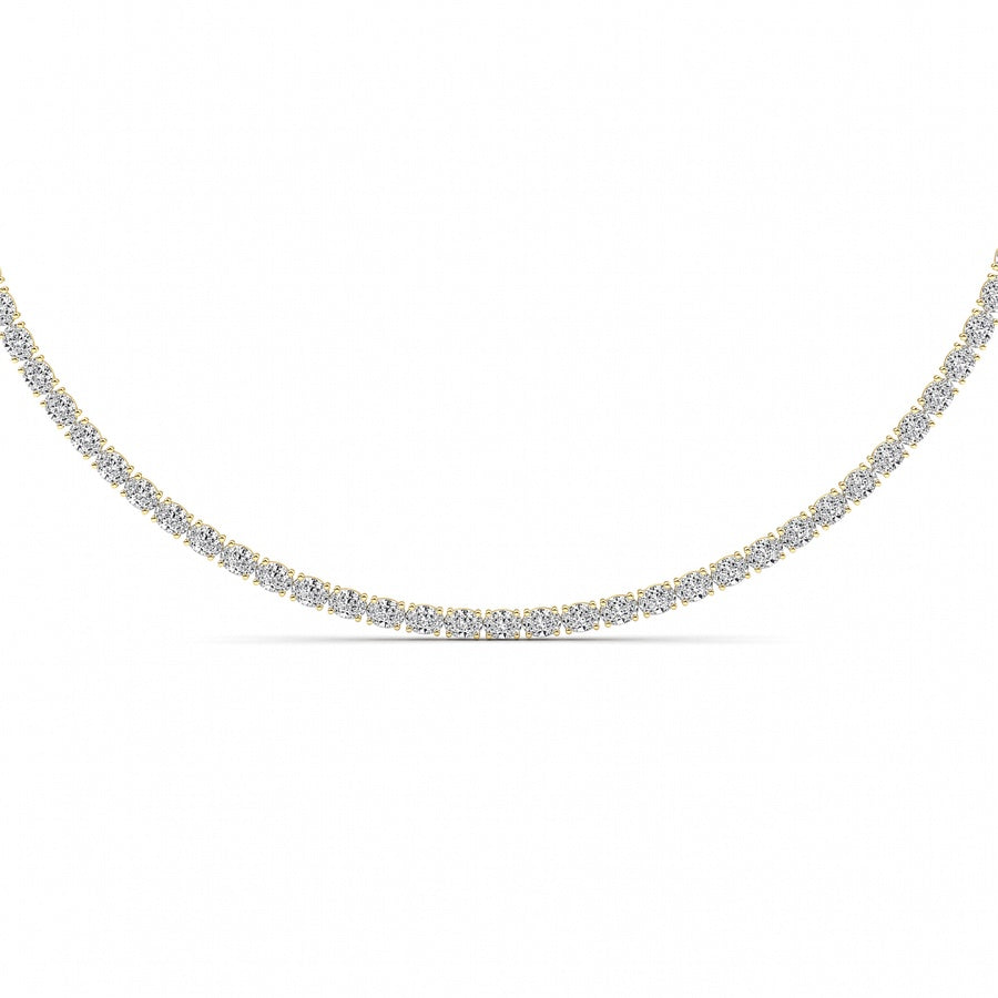 25CTW Oval Shaped Lab Grown Diamond Tennis Necklace in 14K Gold (F/VS)