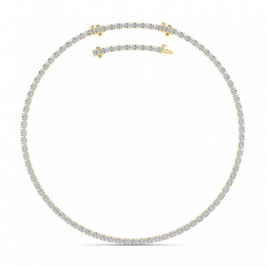 25CTW Oval Shaped Lab Grown Diamond Tennis Necklace in 14K Gold (F/VS)